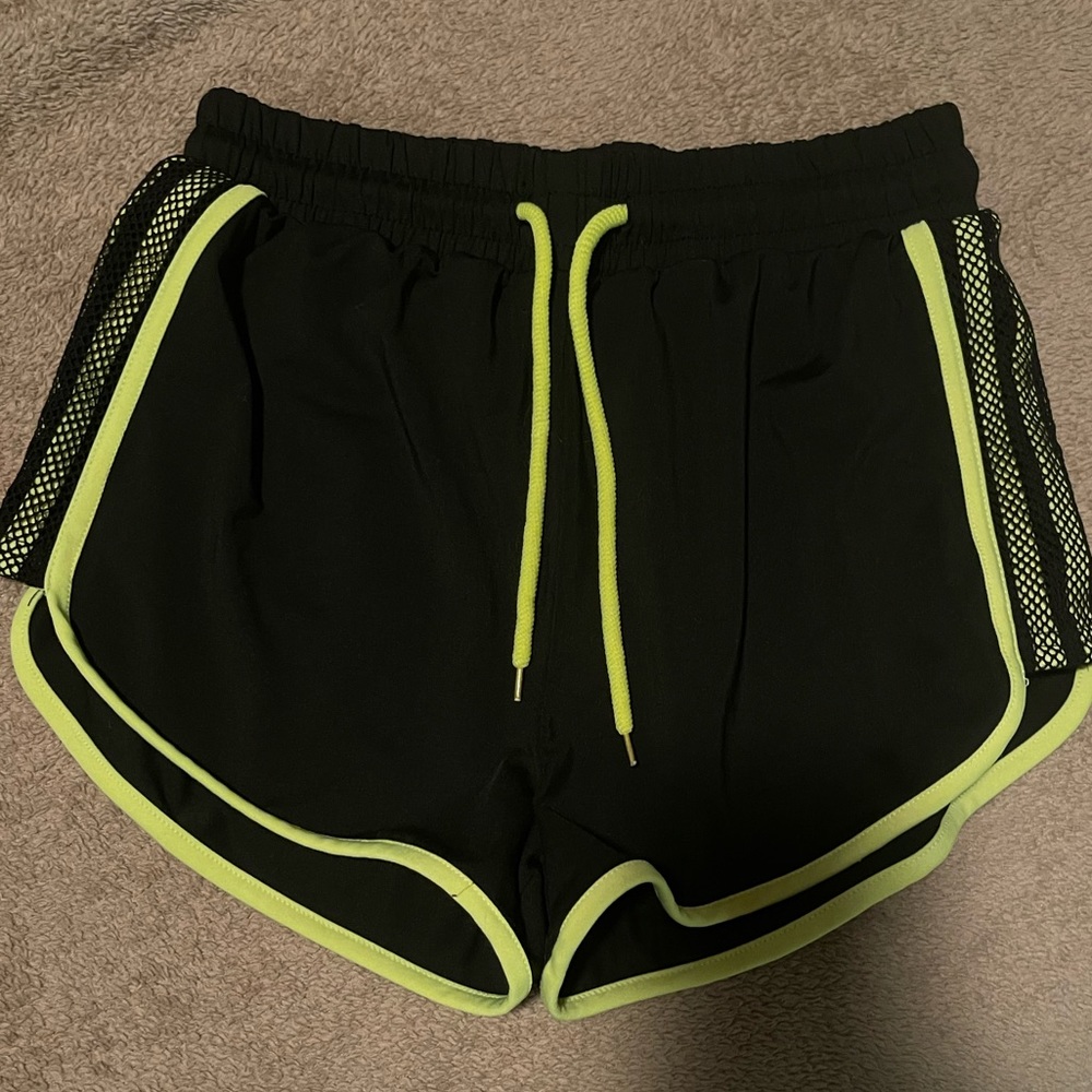 Neon Yellow Green Bike Gym Yoga Workout Shorts